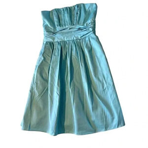 davids bridal bridesmaid dress strapless a-line size 6 aqua ocean blue